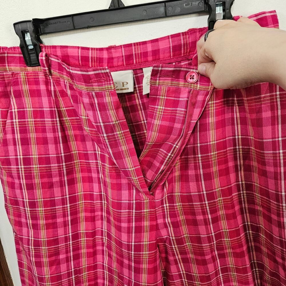 EP Pro Plaid Cotton Pink Golf Shorts Elastic Waist Size 14 Large Three Pockets - Picture 3 of 7
